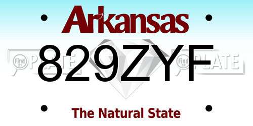 829ZYF Arkansas License Plate