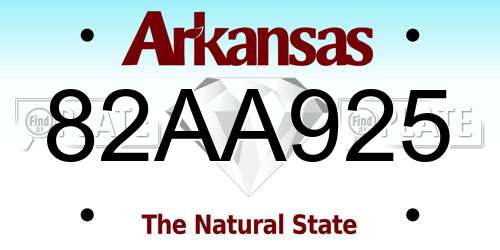 82AA925 Arkansas License Plate