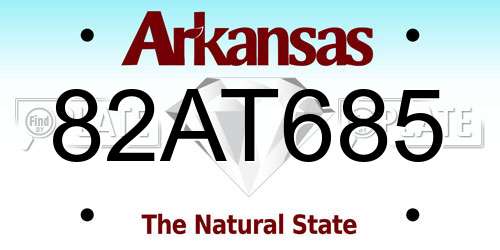 82AT685 Arkansas License Plate