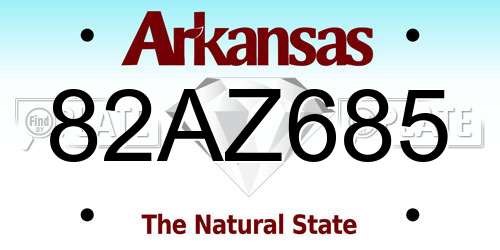 82AZ685 Arkansas License Plate