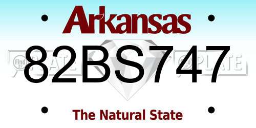82BS747 Arkansas License Plate