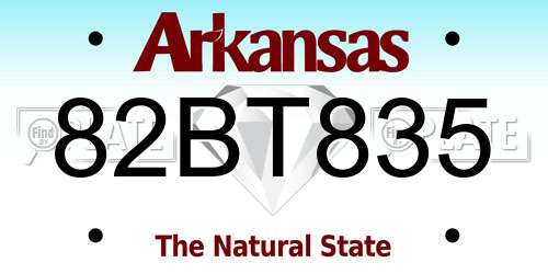 82BT835 Arkansas License Plate
