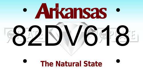 82DV618 Arkansas License Plate