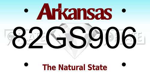 82GS906 Arkansas License Plate