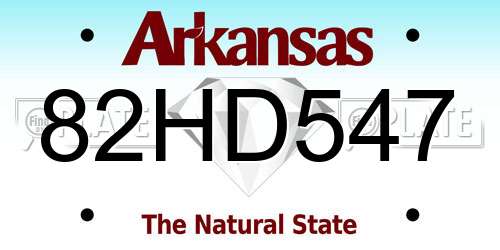 82HD547 Arkansas License Plate