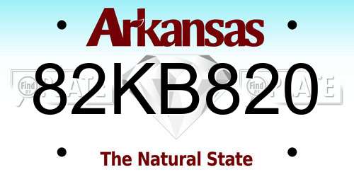 82KB820 Arkansas License Plate