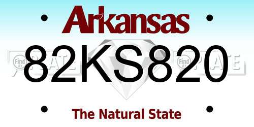 82KS820 Arkansas License Plate