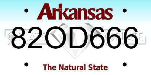 82OD666 Arkansas License Plate