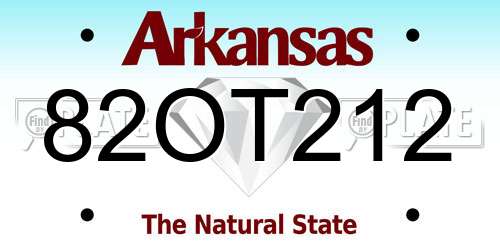 82OT212 Arkansas License Plate