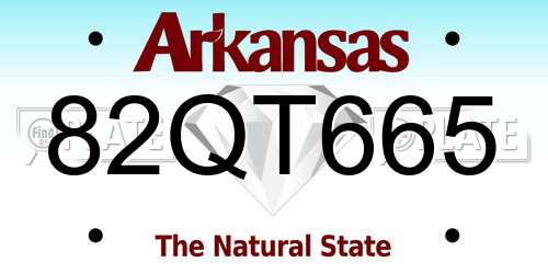 82QT665 Arkansas License Plate