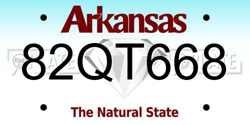 82QT668 Arkansas License Plate