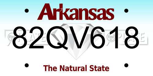 82QV618 Arkansas License Plate