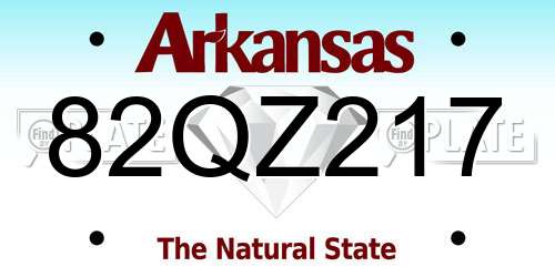 82QZ217 Arkansas License Plate