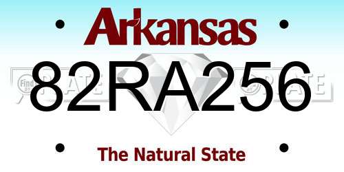 82RA256 Arkansas License Plate