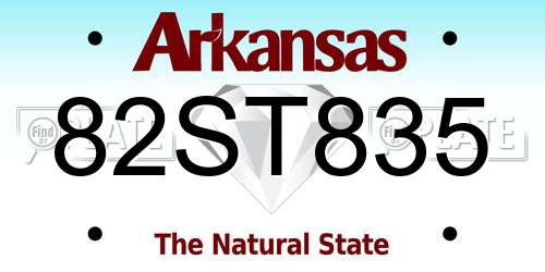 82ST835 Arkansas License Plate