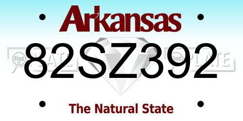 82SZ392 Arkansas License Plate