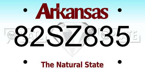 82SZ835 Arkansas License Plate