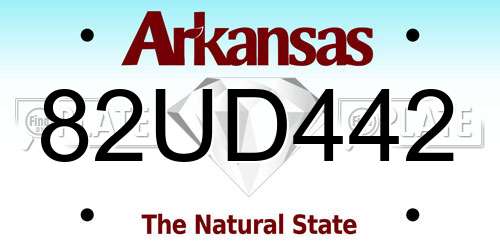 82UD442 Arkansas License Plate