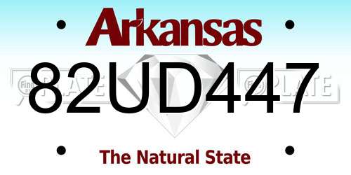 82UD447 Arkansas License Plate