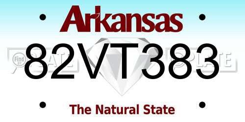 82VT383 Arkansas License Plate