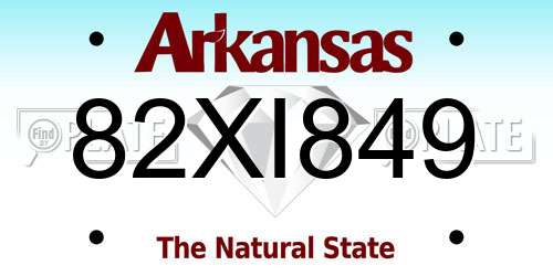82XI849 Arkansas License Plate
