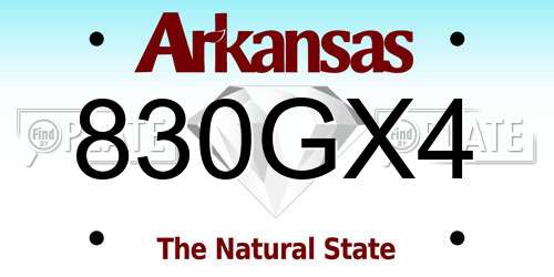 830GX4 Arkansas License Plate