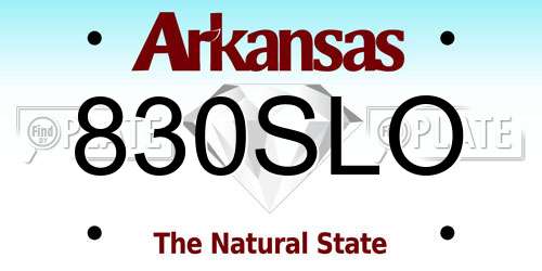 830SLO Arkansas License Plate