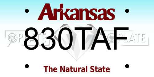 830TAF Arkansas License Plate