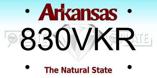 830VKR Arkansas License Plate