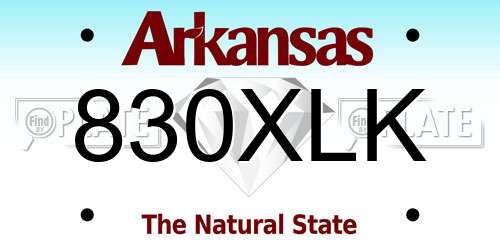 830XLK Arkansas License Plate
