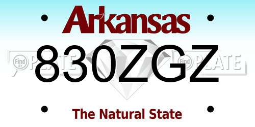 830ZGZ Arkansas License Plate