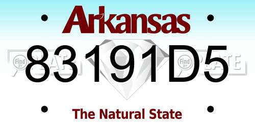 83191D5 Arkansas License Plate