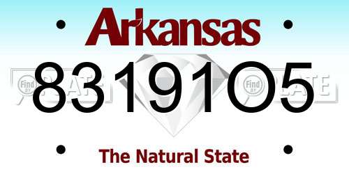 83191O5 Arkansas License Plate