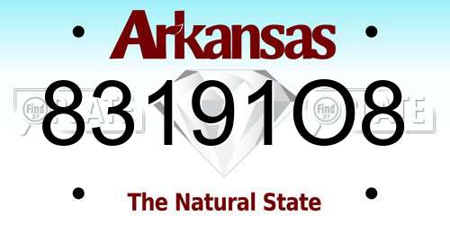 83191O8 Arkansas License Plate