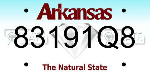 83191Q8 Arkansas License Plate