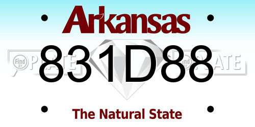 831D88 Arkansas License Plate