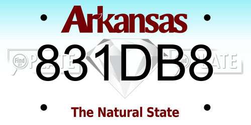 831DB8 Arkansas License Plate