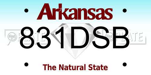 831DSB Arkansas License Plate