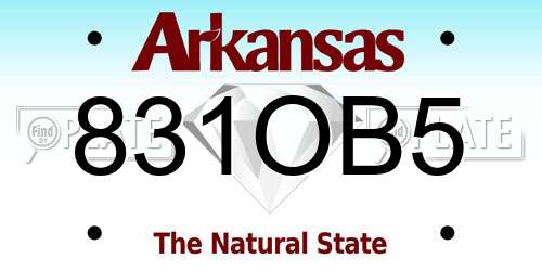 831OB5 Arkansas License Plate