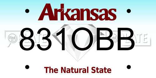 831OBB Arkansas License Plate