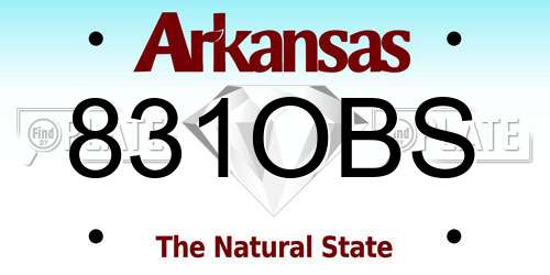 831OBS Arkansas License Plate