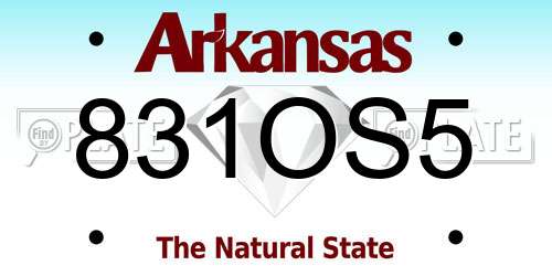 831OS5 Arkansas License Plate