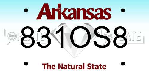 831OS8 Arkansas License Plate