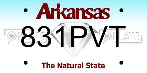 831PVT Arkansas License Plate