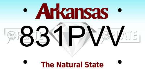 831PVV Arkansas License Plate