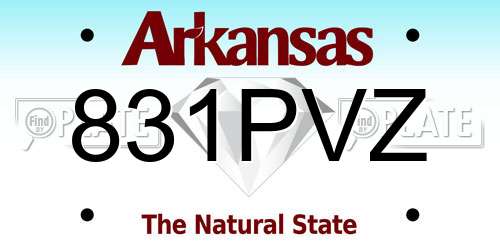 831PVZ Arkansas License Plate