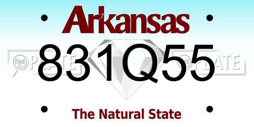831Q55 Arkansas License Plate