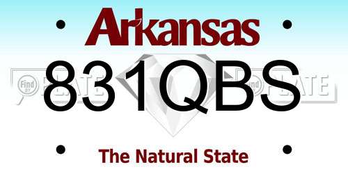 831QBS Arkansas License Plate
