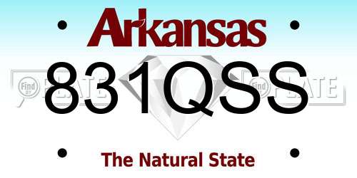 831QSS Arkansas License Plate