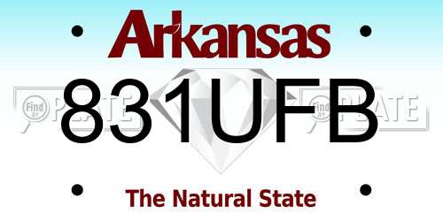 831UFB Arkansas License Plate
